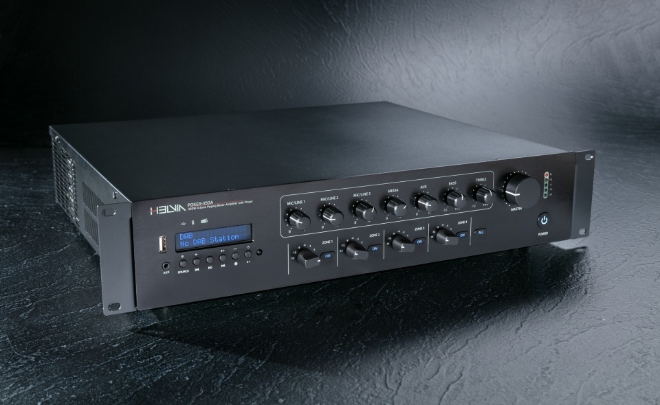 Helvia Poker: versatile and fully featured mixer-amplifiers