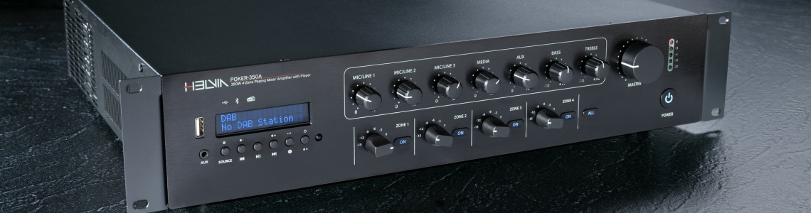 Helvia Poker: versatile and fully featured mixer-amplifiers